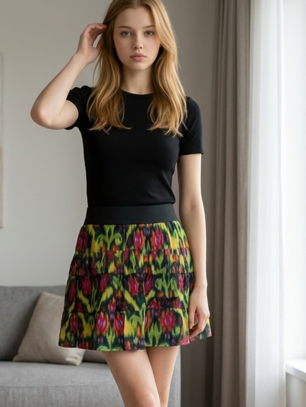 NWT Jessica Simpson Lola Floral TIERED Mini Skirt in Very Berry